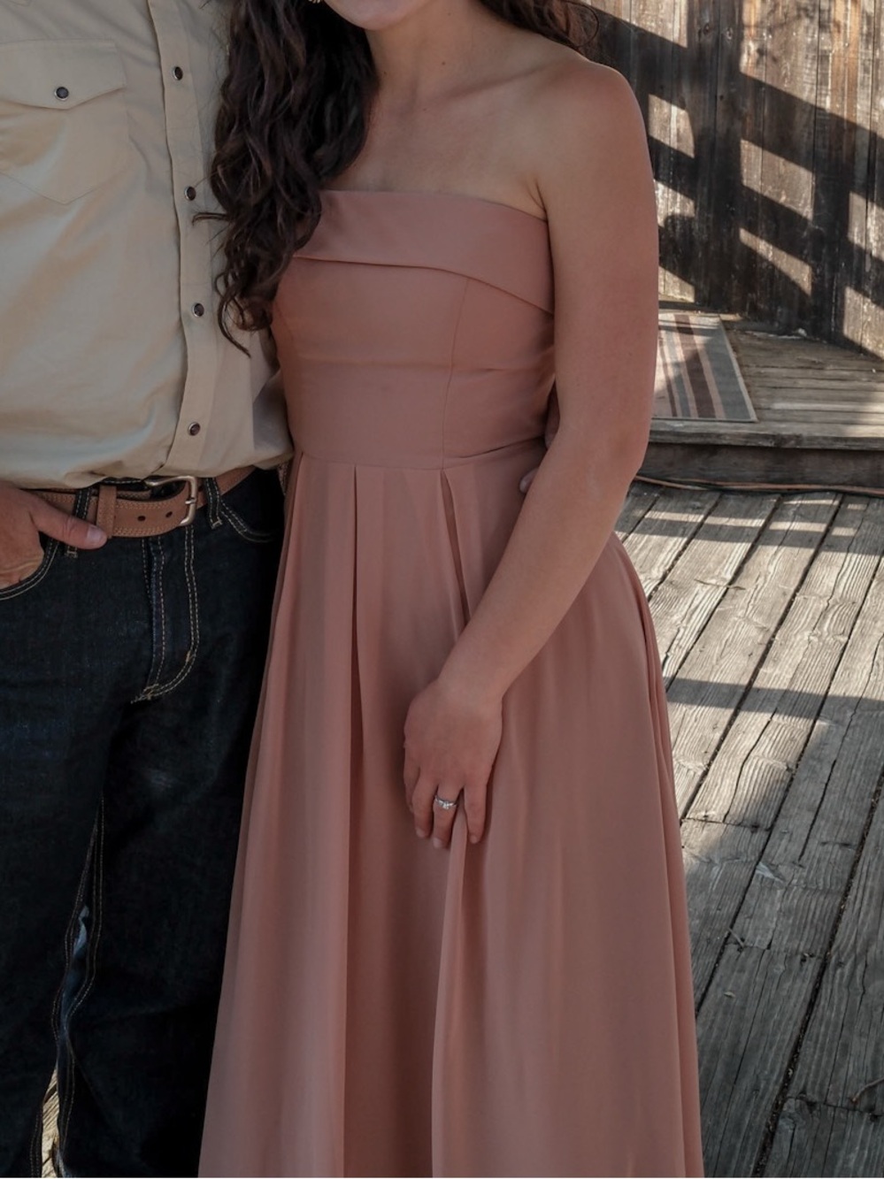 Azazie Lucienne Bronzer Strapless Bridesmaid Dress